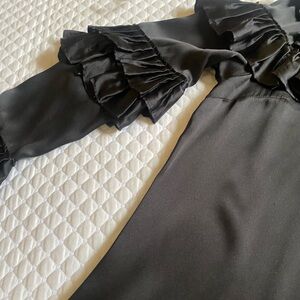 Frame Denim Black Ruffled Top